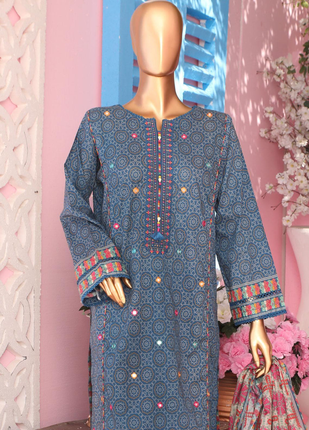 HZ Textiles Embroidered Lawn Suits Unstitched 3 Piece HZ23PCH-2 PEC-0223 - Summer Collection