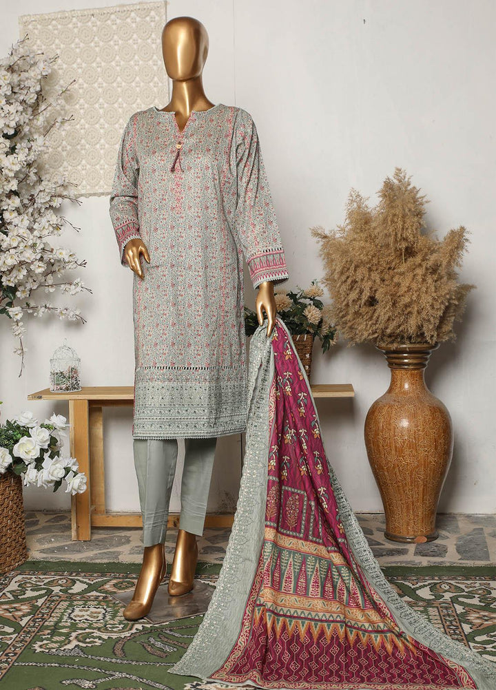 HZ Textiles Embroidered Lawn Suits Unstitched 3 Piece HZ23PCH-3 PEC-2307 - Summer Collection