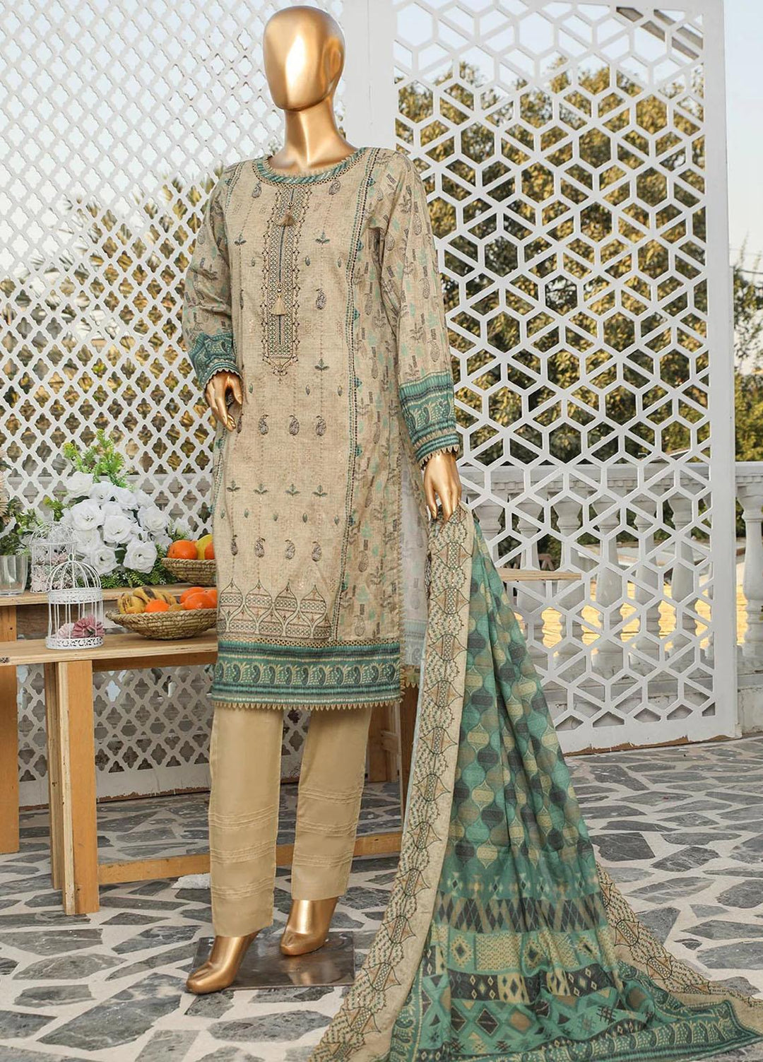 HZ Textiles Embroidered Lawn Suits Unstitched 3 Piece HZ23PCH-5 PEC-2310 - Summer Collection