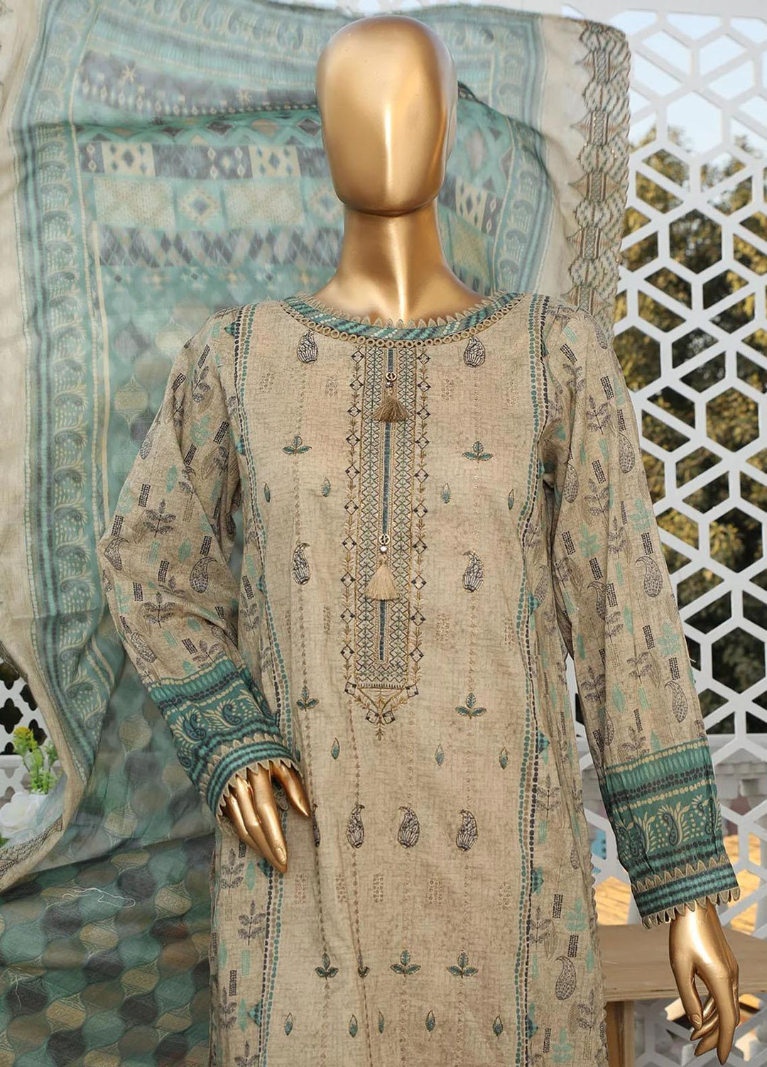 HZ Textiles Embroidered Lawn Suits Unstitched 3 Piece HZ23PCH-5 PEC-2310 - Summer Collection