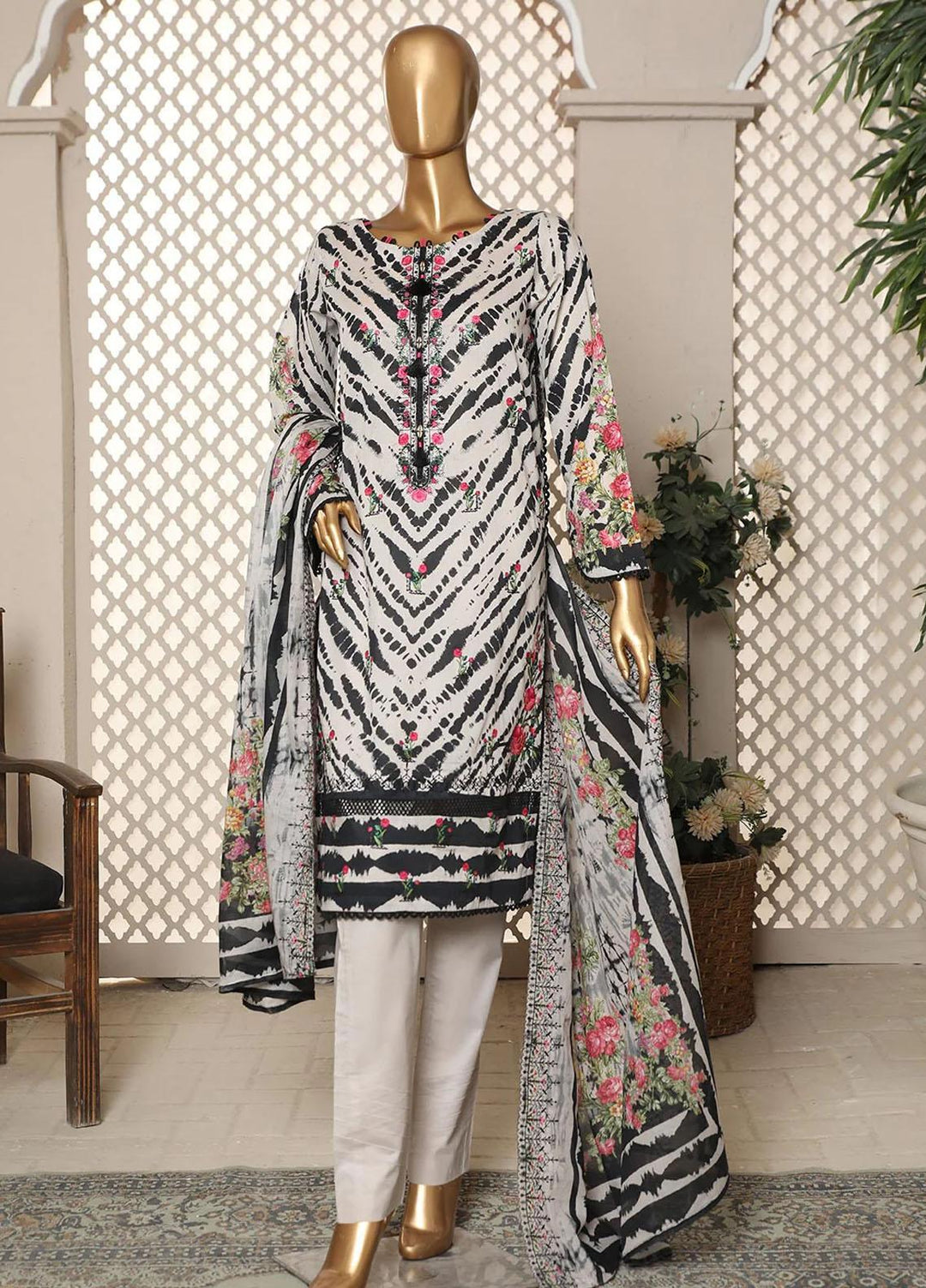 HZ Textiles Embroidered Lawn Suits Unstitched 3 Piece HZ23PCH-5 PEC-2314 - Summer Collection