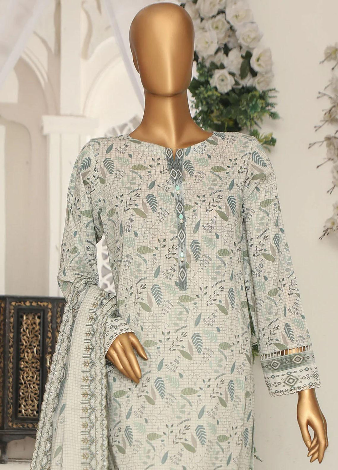 HZ Textiles Embroidered Lawn Suits Unstitched 3 Piece HZ23PD PEC-40 - Summer Collection