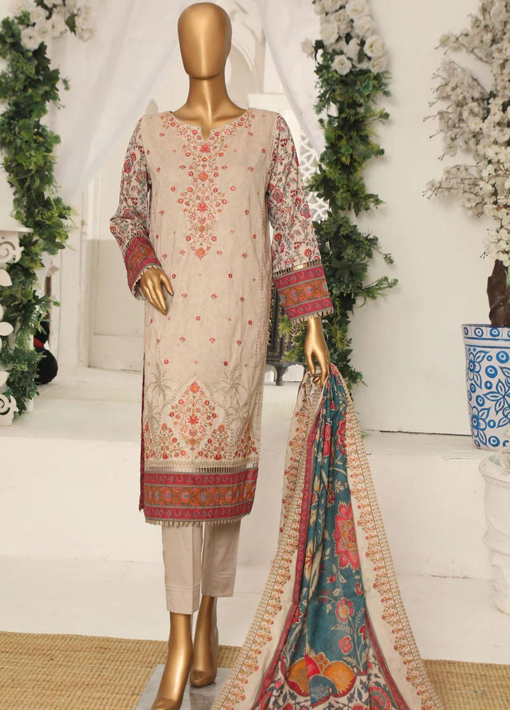 HZ Textiles Embroidered Lawn Suits Unstitched 3 Piece HZ23PD PEC-41 - Summer Collection