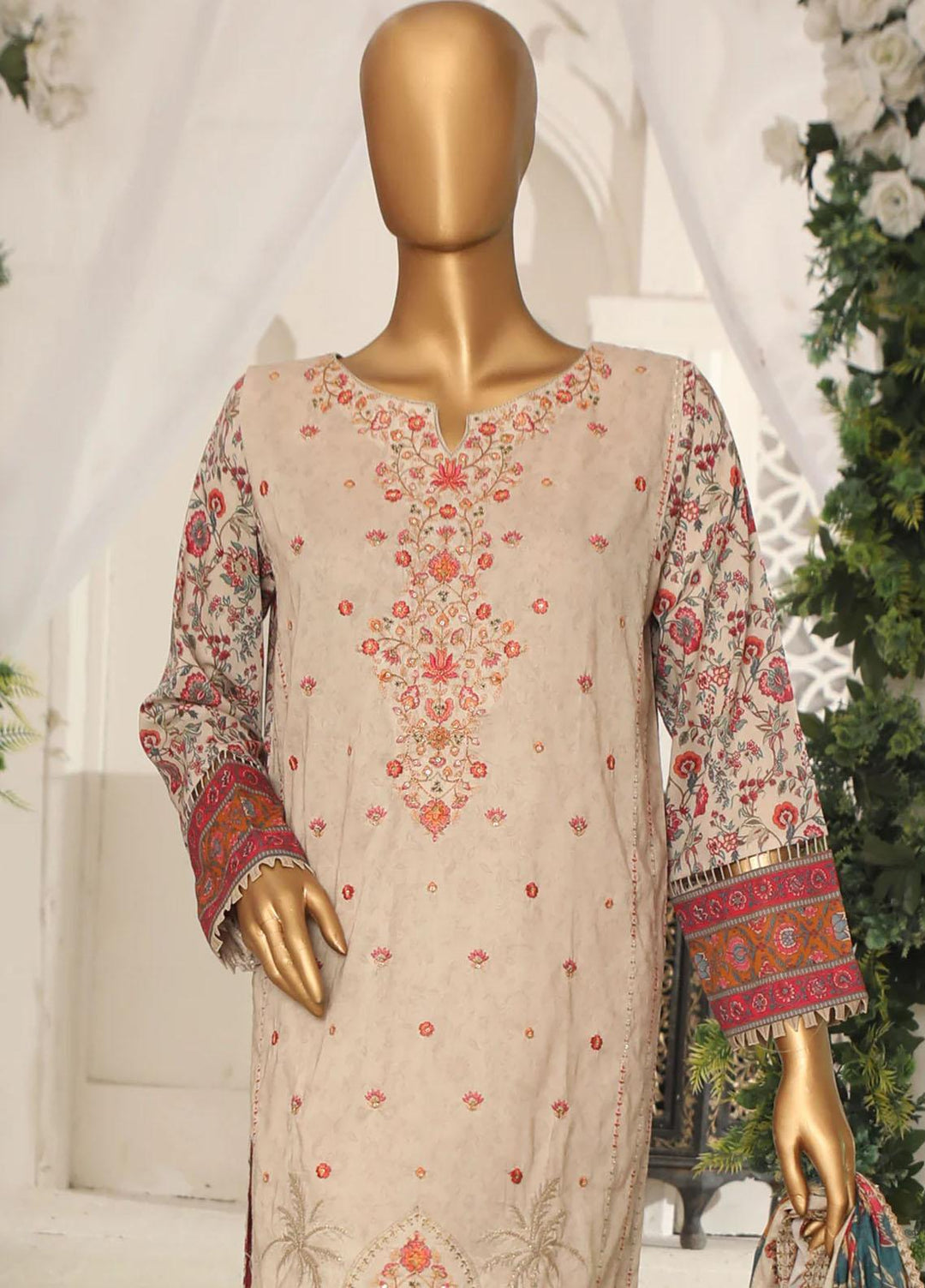 HZ Textiles Embroidered Lawn Suits Unstitched 3 Piece HZ23PD PEC-41 - Summer Collection