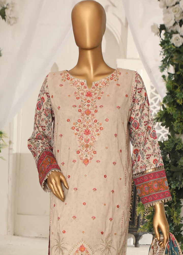 HZ Textiles Embroidered Lawn Suits Unstitched 3 Piece HZ23PD PEC-41 - Summer Collection