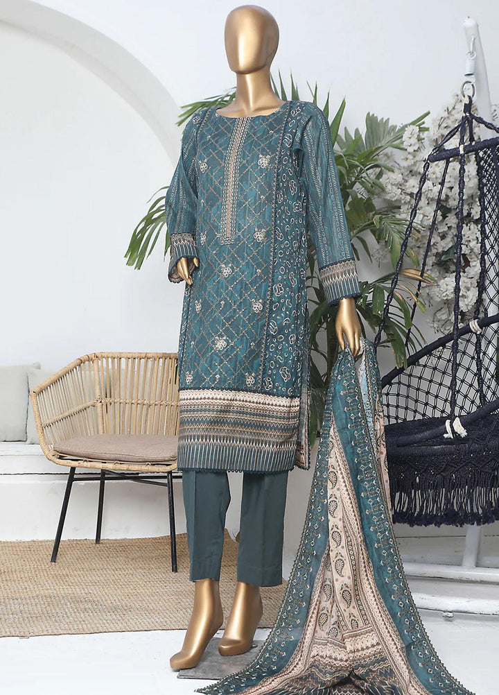 HZ Textiles Embroidered Lawn Suits Unstitched 3 Piece HZ23PD PEC-46 - Summer Collection