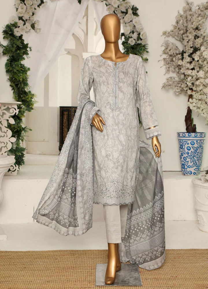 HZ Textiles Embroidered Lawn Suits Unstitched 3 Piece HZ23PD PEC-48 - Summer Collection