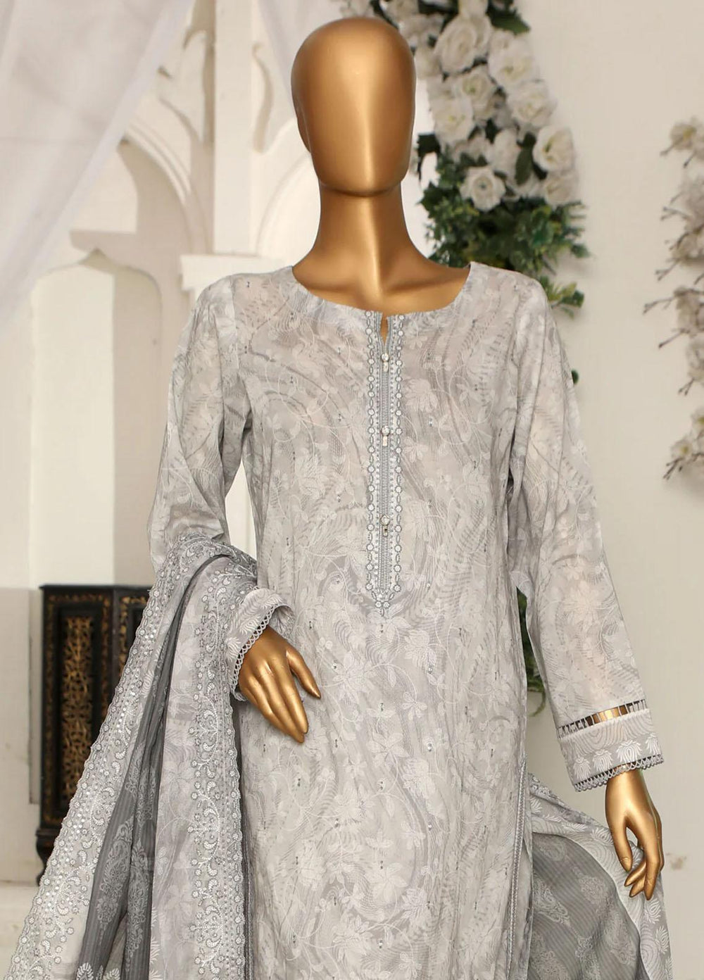 HZ Textiles Embroidered Lawn Suits Unstitched 3 Piece HZ23PD PEC-48 - Summer Collection