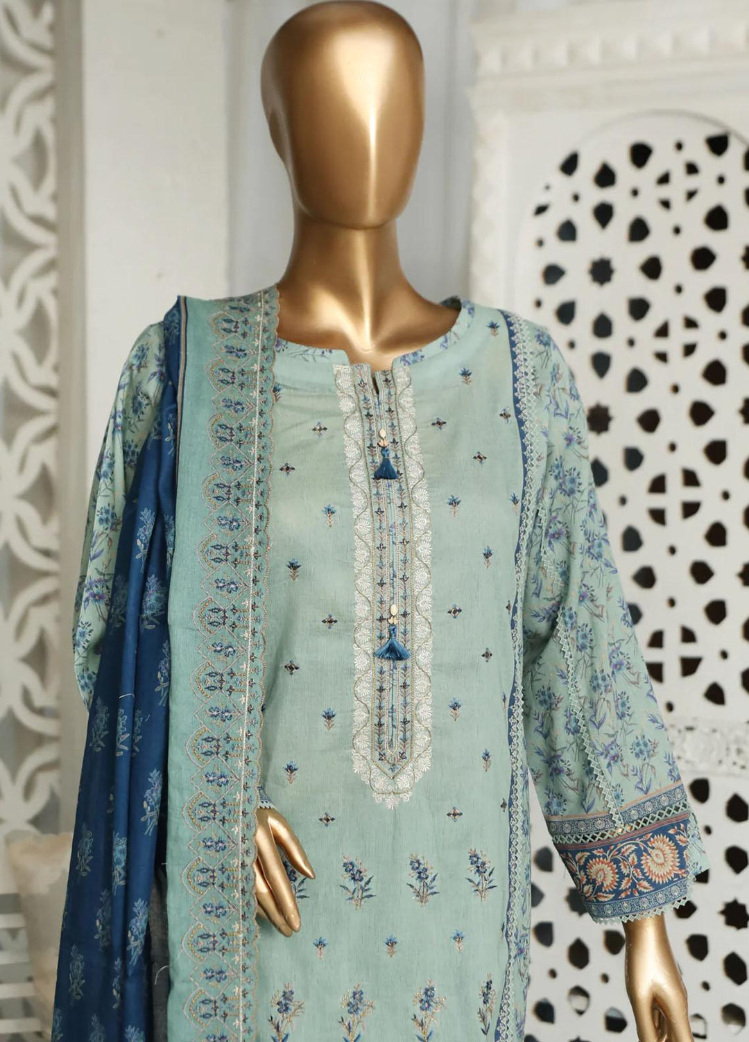 HZ Textiles Embroidered Lawn Suits Unstitched 3 Piece HZ23PD PEC-51 - Summer Collection