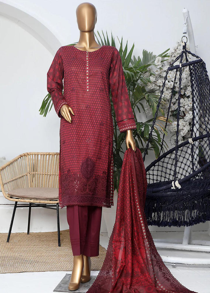 HZ Textiles Embroidered Lawn Suits Unstitched 3 Piece HZ23PD PEC-52 - Summer Collection