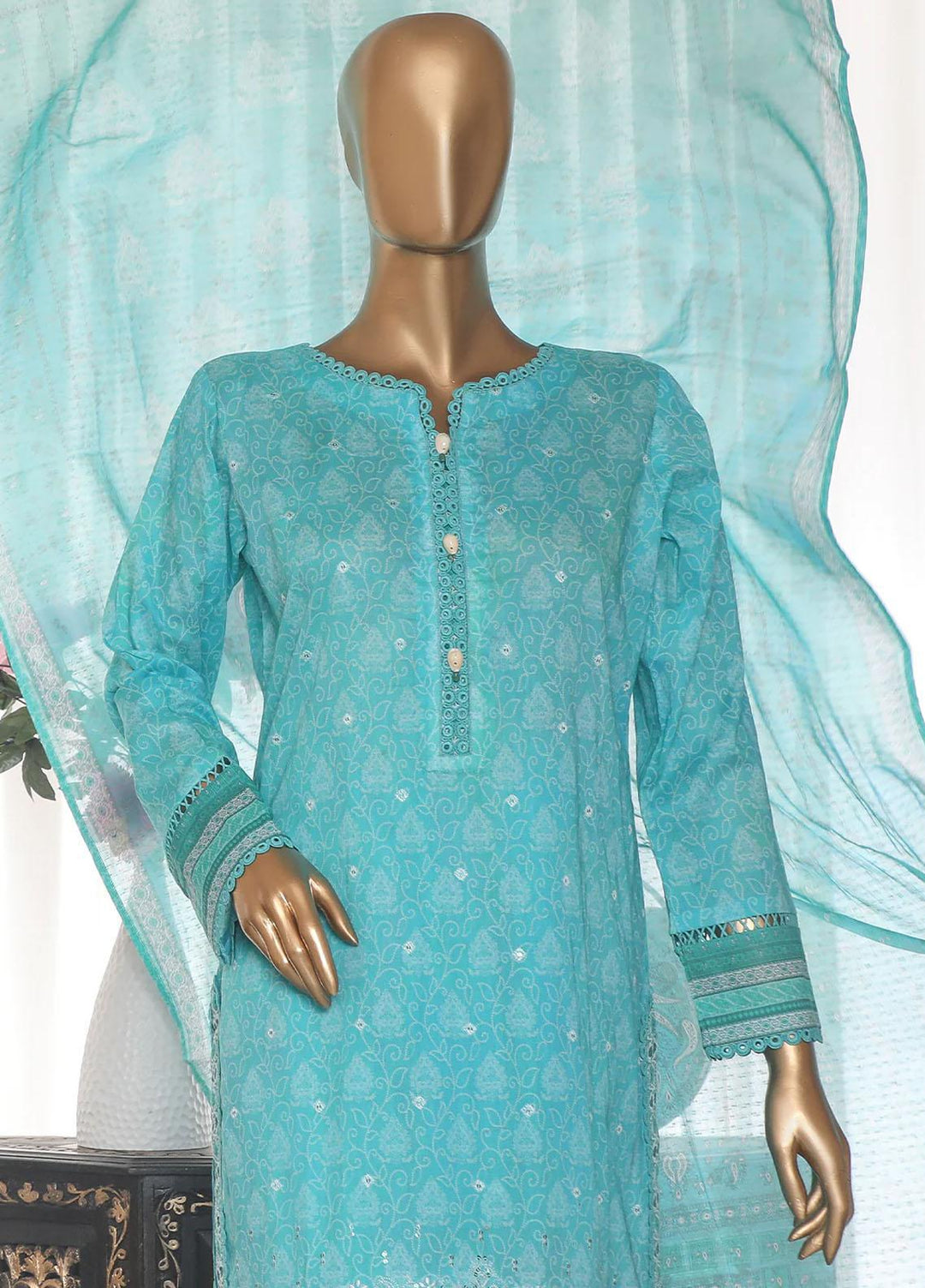 HZ Textiles Embroidered Lawn Suits Unstitched 3 Piece HZ23EK PEC-2358 - Summer Collection