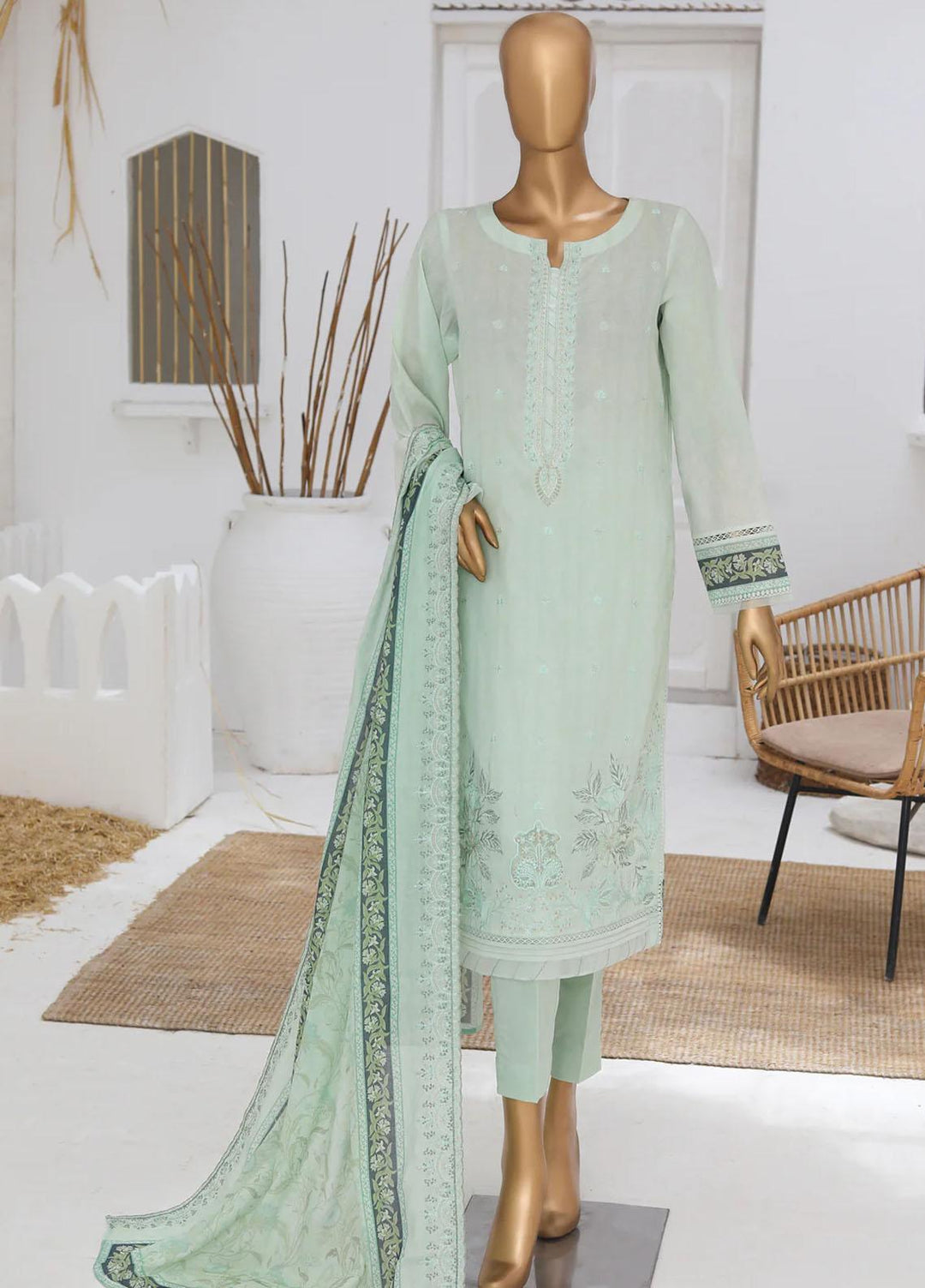HZ Textiles Embroidered Lawn Suits Unstitched 3 Piece HZ23PES PEC-82 - Summer Collection