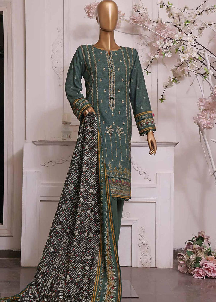 HZ Textiles Embroidered Khaddar Suits Unstitched 3 Piece HZ22PK PKE-2247 - Winter Collection