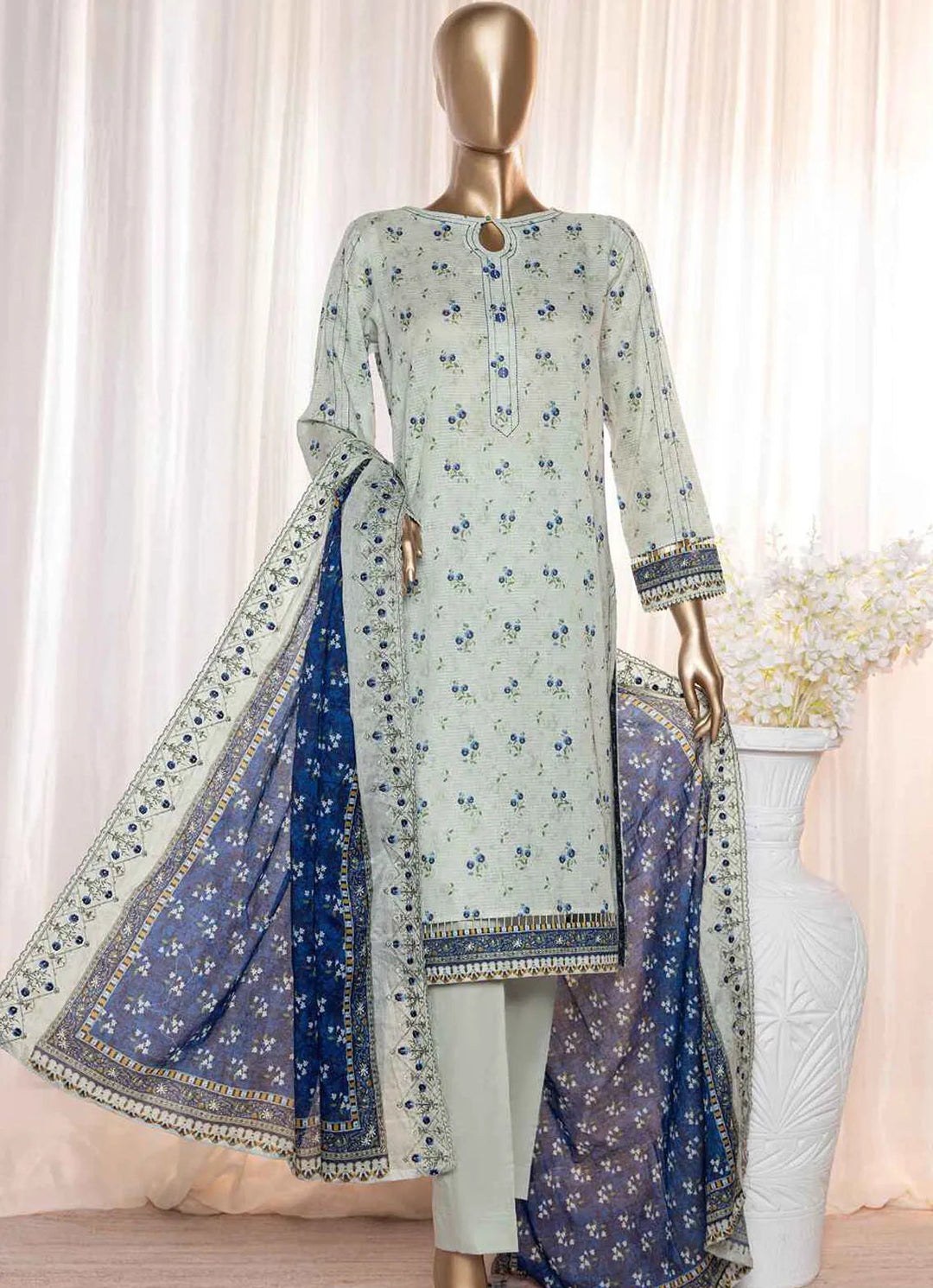 HZ Textiles Pret Embroidered Lawn 3 Piece Suit REC-123