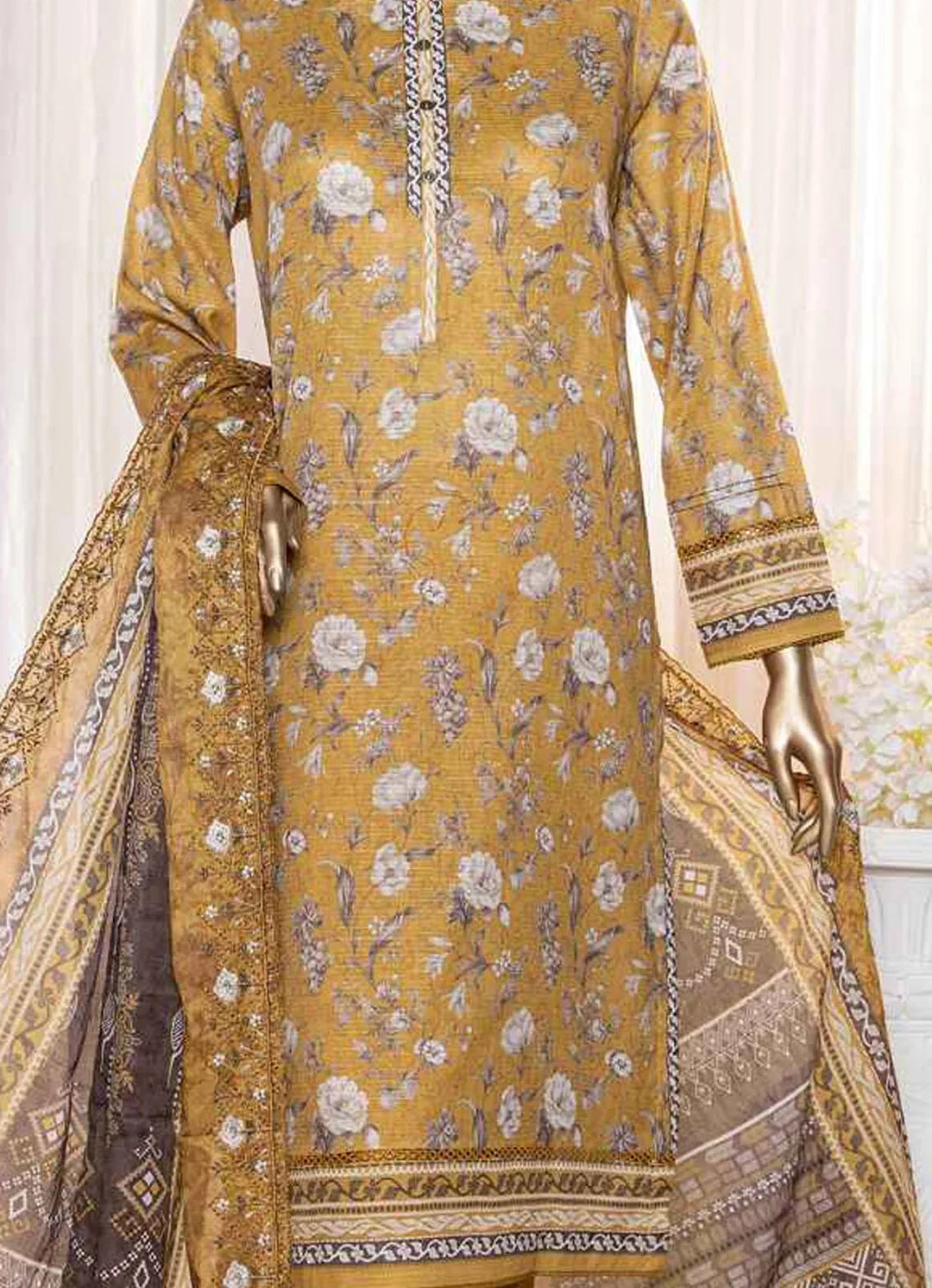 HZ Textiles Pret Embroidered Lawn 3 Piece Suit REC-125