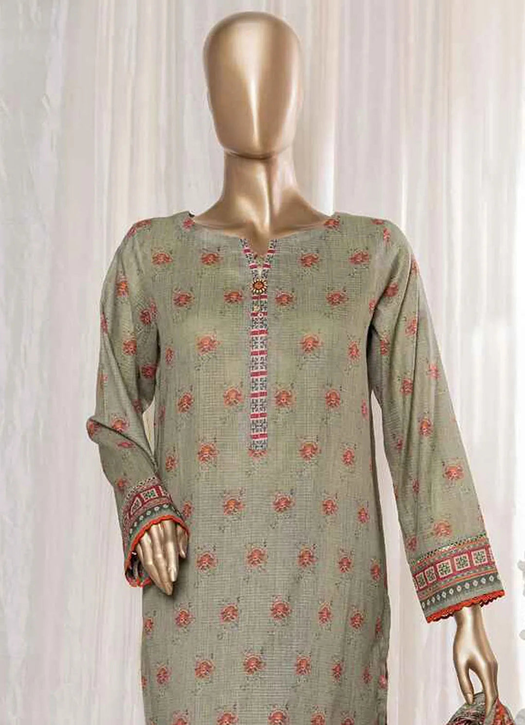 HZ Textiles Pret Embroidered Lawn 3 Piece Suit REC-126