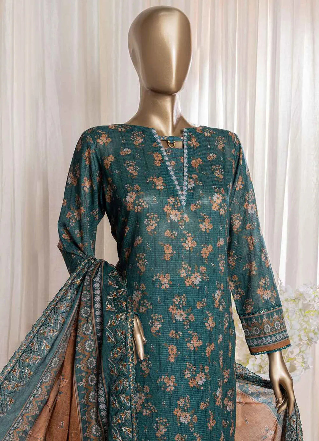 HZ Textiles Pret Embroidered Lawn 3 Piece Suit REC-128