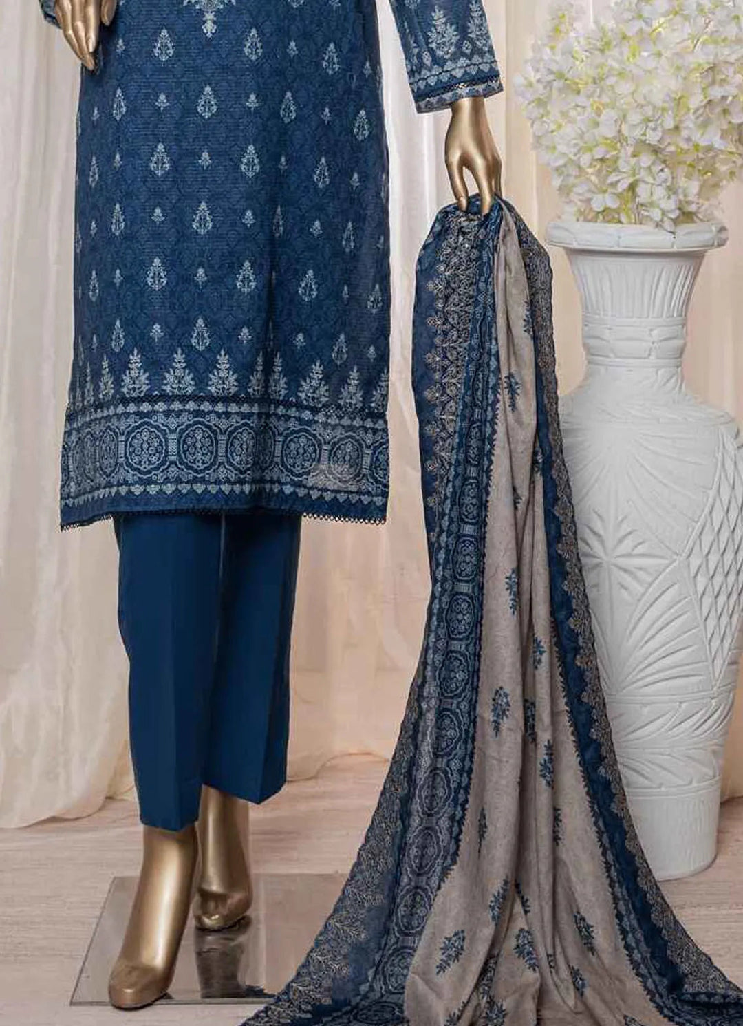 HZ Textiles Pret Embroidered Lawn 3 Piece Suit REC-131