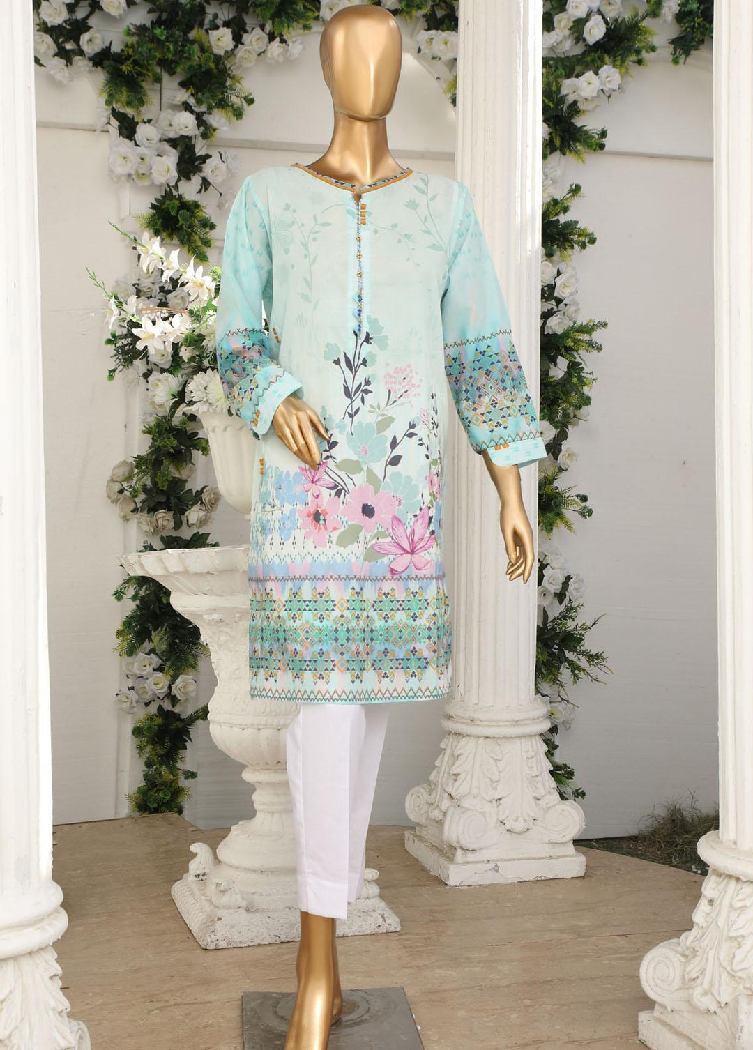 HZ Textiles Pret Printed Lawn Kurti HZ23OT D-17