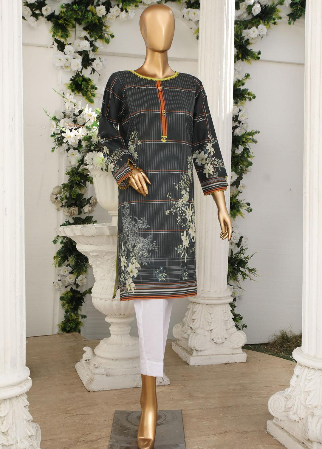 HZ Textiles Pret Printed Lawn Kurti HZ23OT D-19