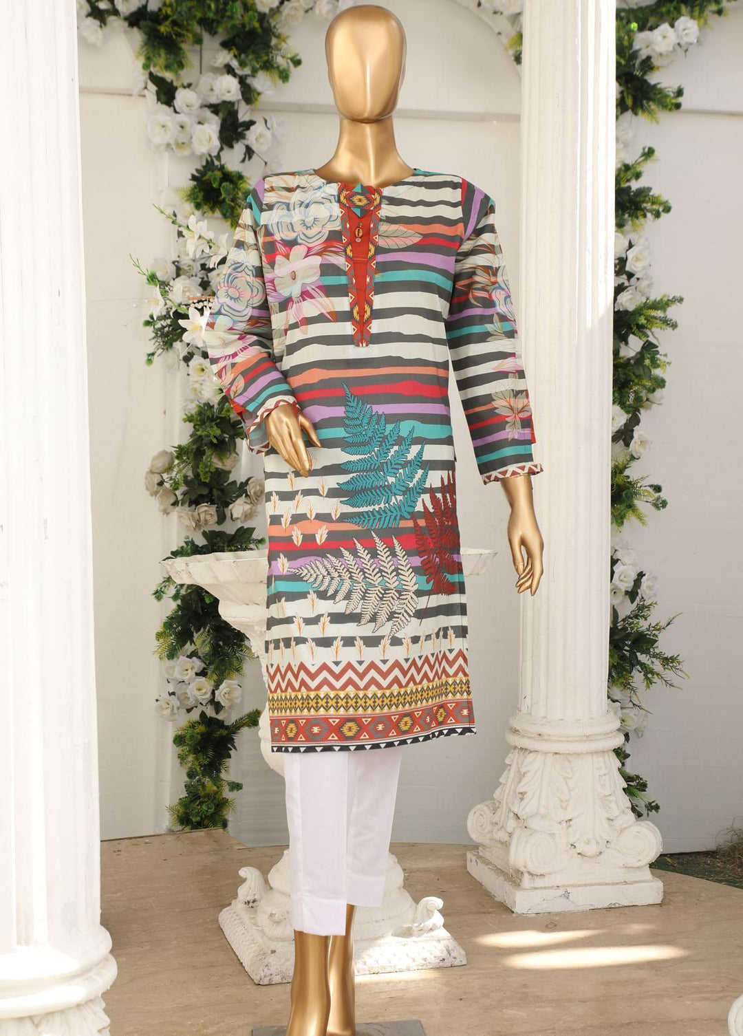 HZ Textiles Pret Printed Lawn Kurti HZ23OT D-21