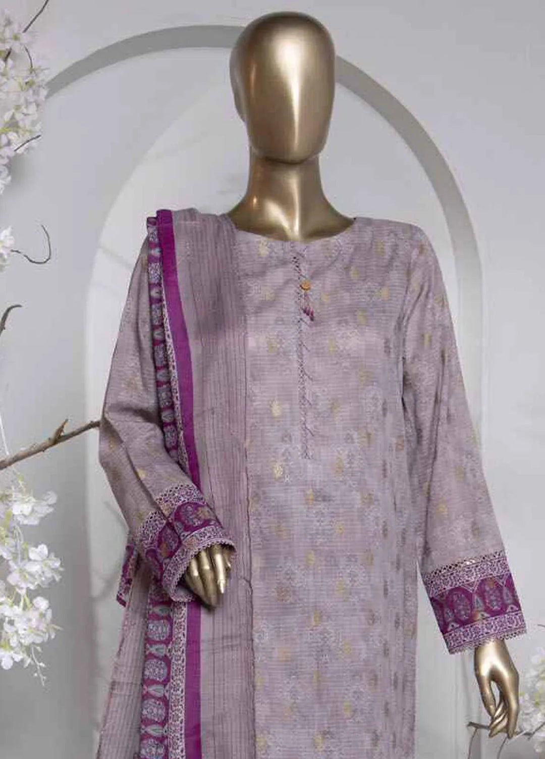 Hz Textiles Printed Jacquard Suit Unstitched 3 Piece HZ24TJ P-1032 - Winter Collection