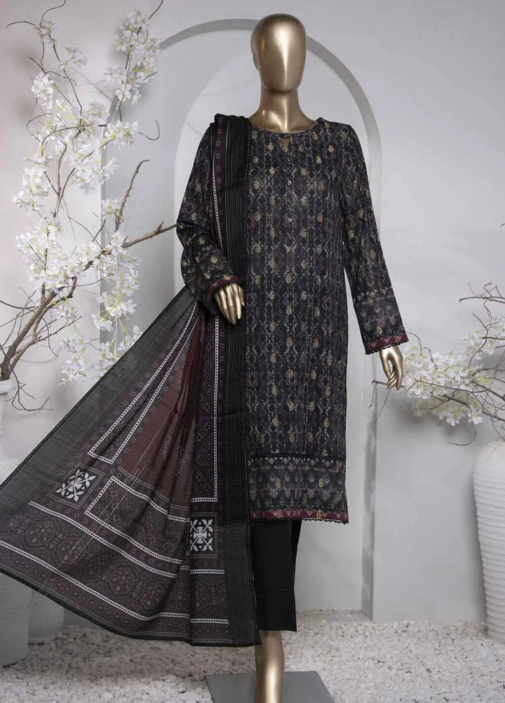 Hz Textiles Printed Jacquard Suit Unstitched 3 Piece HZ24TJ P-1033 - Winter Collection