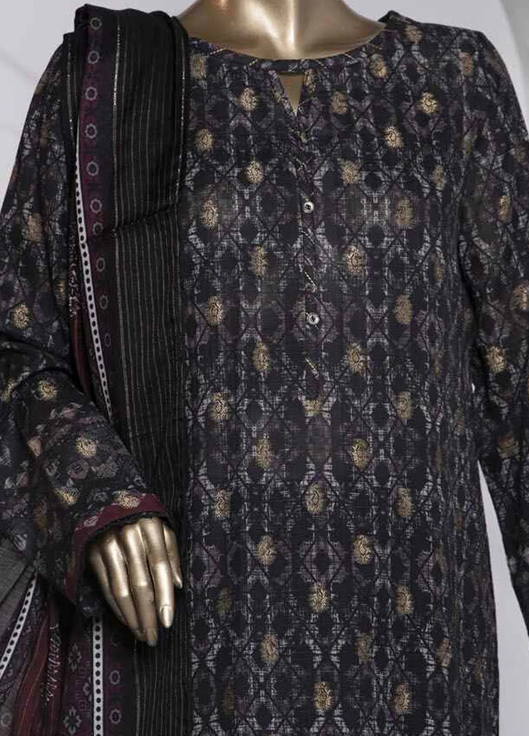 Hz Textiles Printed Jacquard Suit Unstitched 3 Piece HZ24TJ P-1033 - Winter Collection