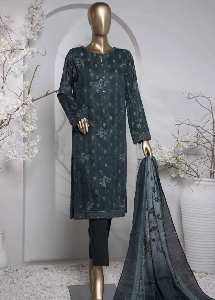 Hz Textiles Printed Jacquard Suit Unstitched 3 Piece HZ24TJ P-1035 - Winter Collection