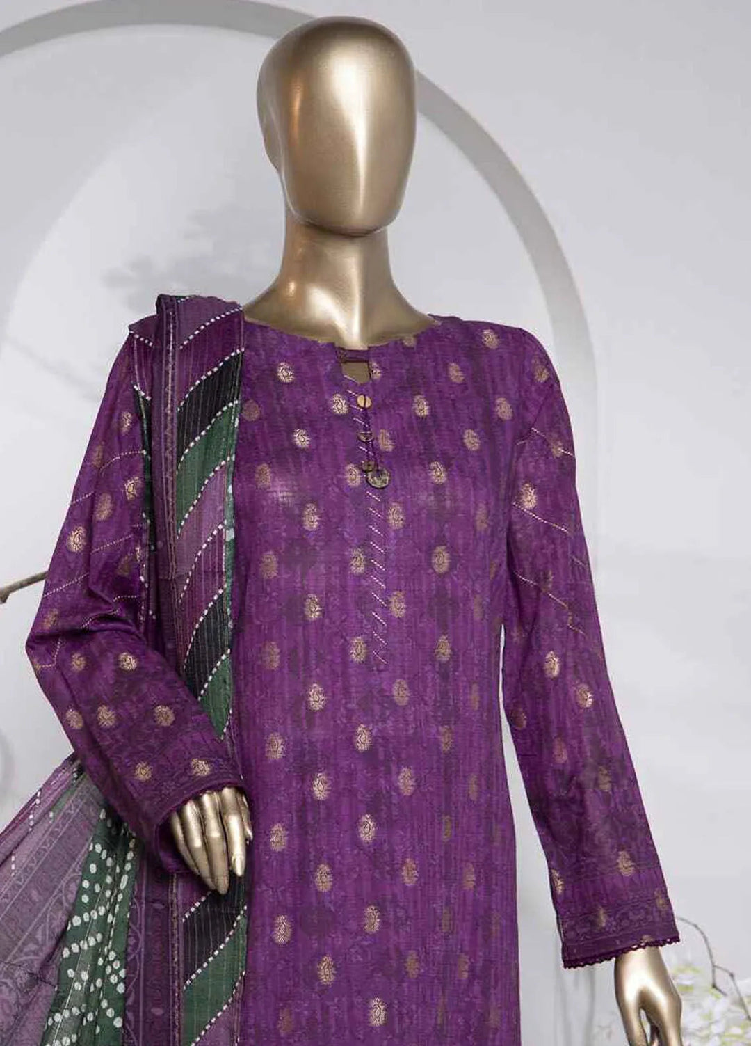 Hz Textiles Printed Jacquard Suit Unstitched 3 Piece HZ24TJ P-1036 - Winter Collection