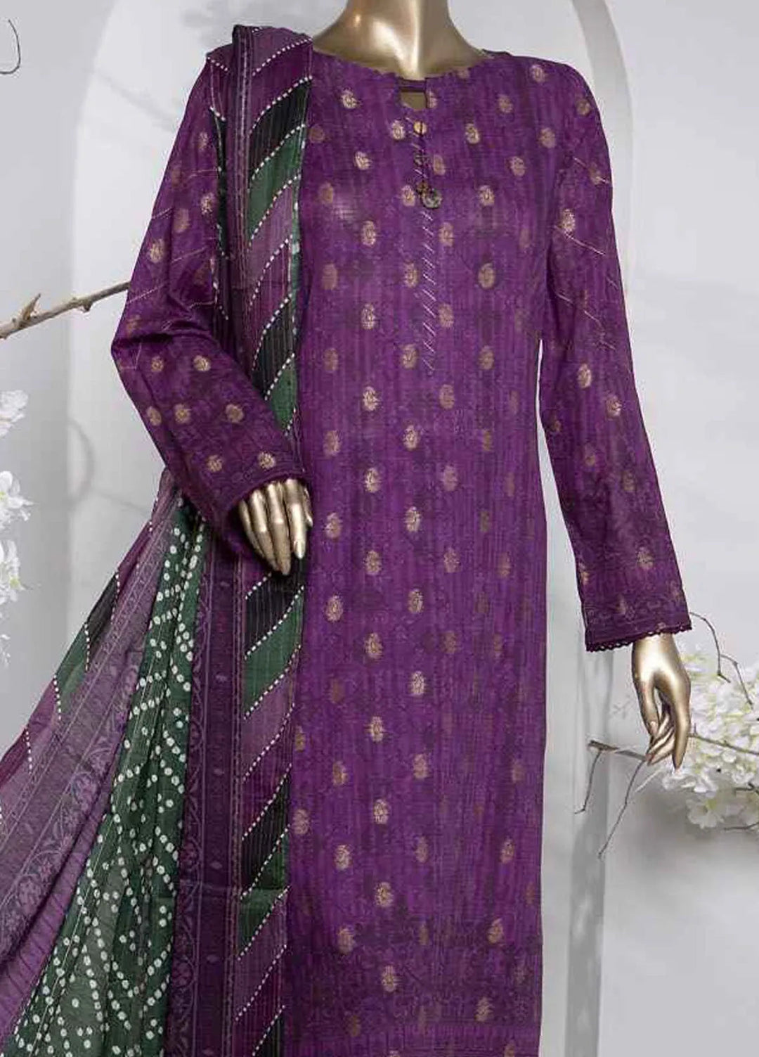 Hz Textiles Printed Jacquard Suit Unstitched 3 Piece HZ24TJ P-1036 - Winter Collection