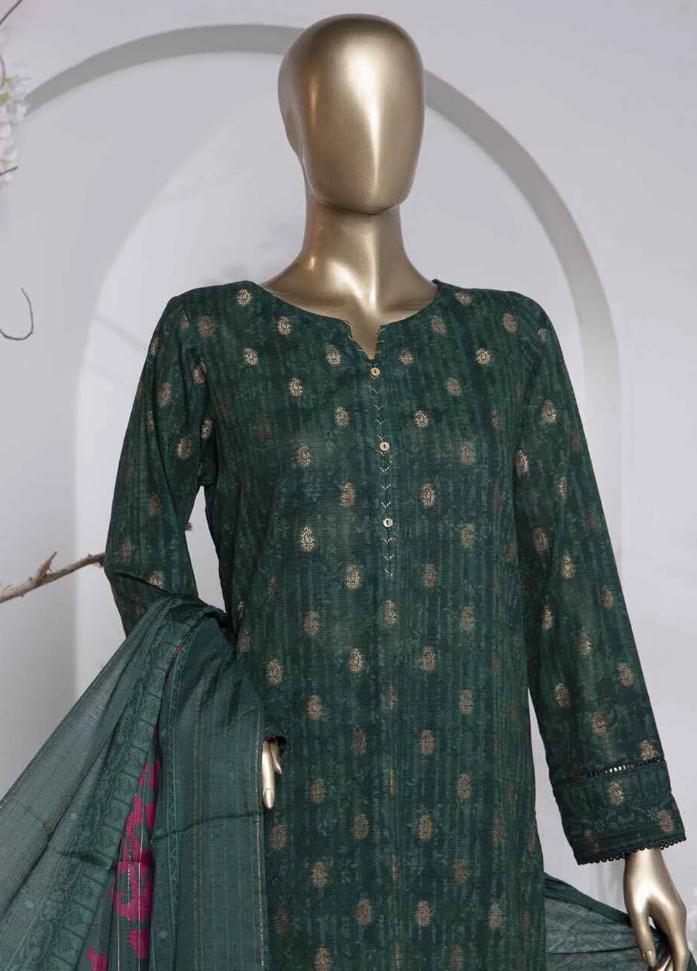 Hz Textiles Printed Jacquard Suit Unstitched 3 Piece HZ24TJ P-1037 - Winter Collection