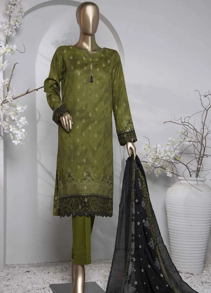 Hz Textiles Printed Jacquard Suit Unstitched 3 Piece HZ24TJ P-1038 - Winter Collection