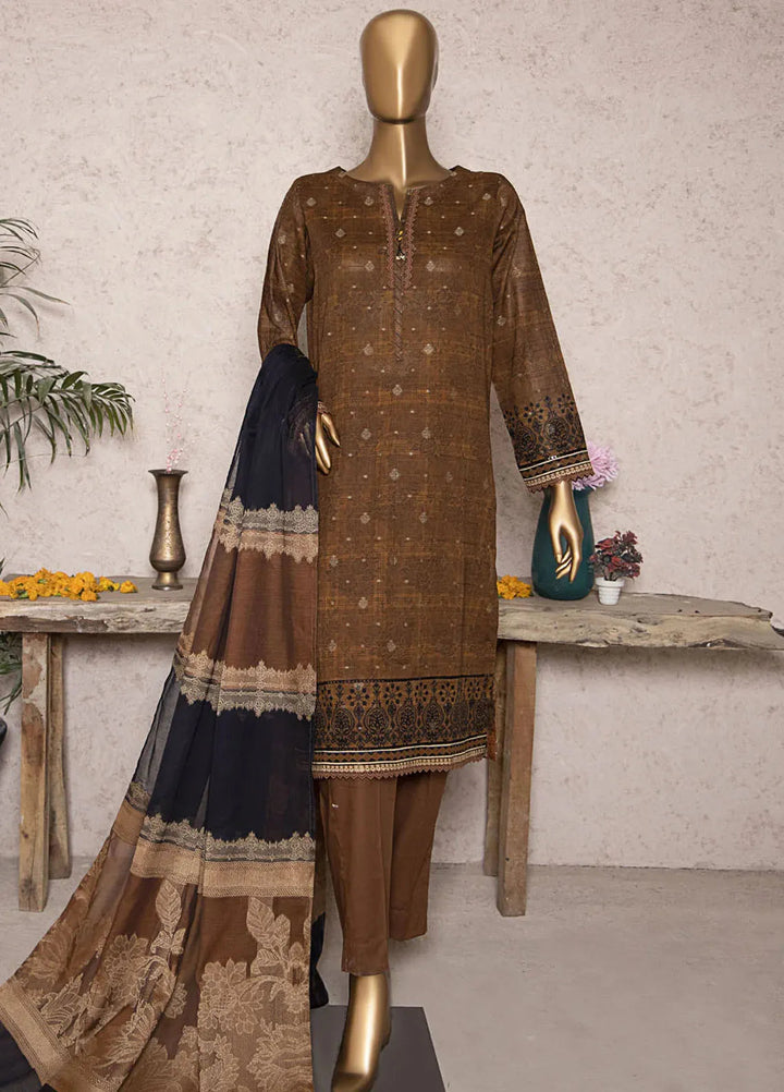 HZ Textiles Printed Jacquard Suits Unstitched 3 Piece HZ25TJ TJS-1204 - Winter Collection