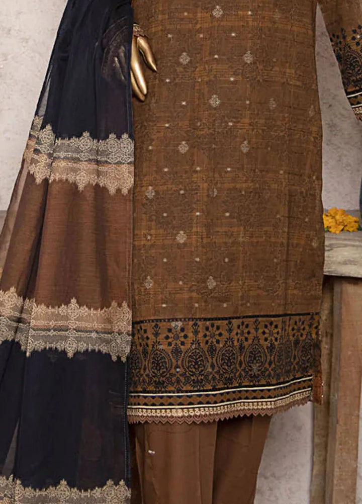 HZ Textiles Printed Jacquard Suits Unstitched 3 Piece HZ25TJ TJS-1204 - Winter Collection