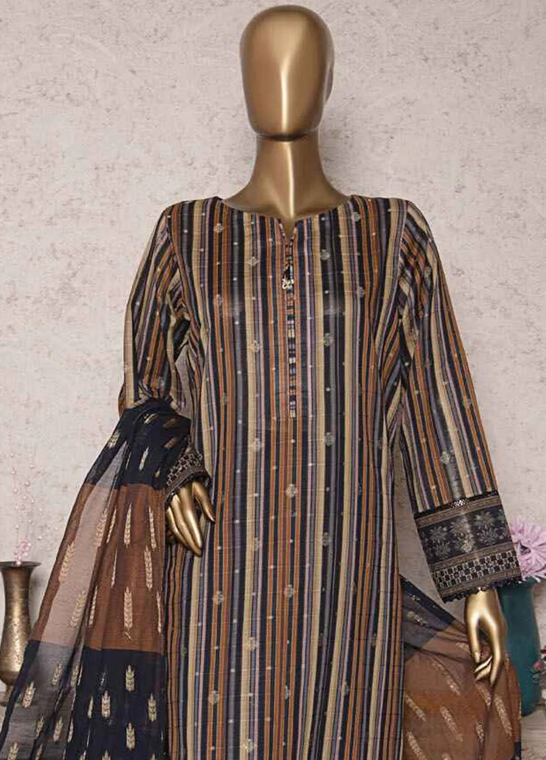 HZ Textiles Printed Jacquard Suits Unstitched 3 Piece HZ25TJ TJS-1205 - Winter Collection