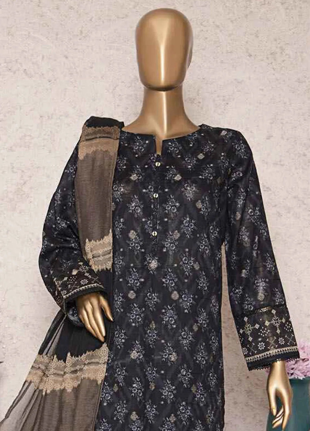 HZ Textiles Printed Jacquard Suits Unstitched 3 Piece HZ25TJ TJS-1206 - Winter Collection