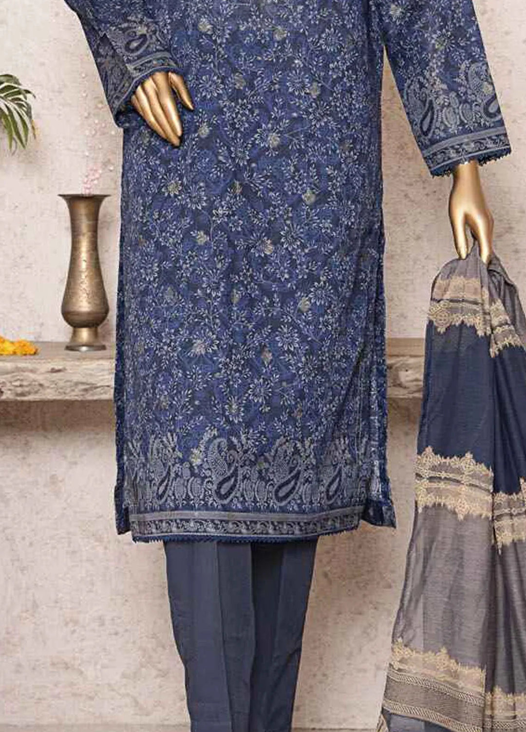 HZ Textiles Printed Jacquard Suits Unstitched 3 Piece HZ25TJ TJS-1207 - Winter Collection