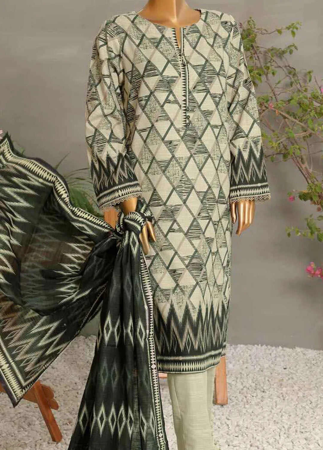 Hz Textiles  Printed Khaddar Suit Unstitched 3 Piece HZ24KW PKP-41 Vol02 - Winter Collection
