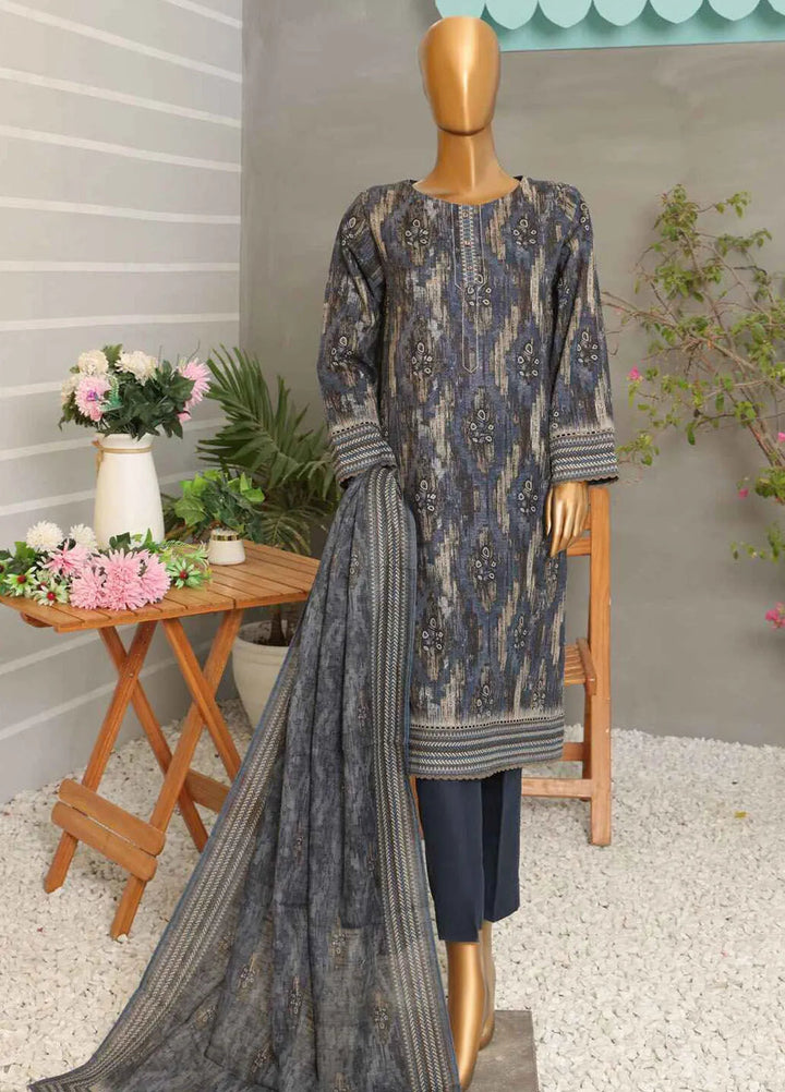 Hz Textiles  Printed Khaddar Suit Unstitched 3 Piece HZ24KW PKP-48 Vol02 - Winter Collection