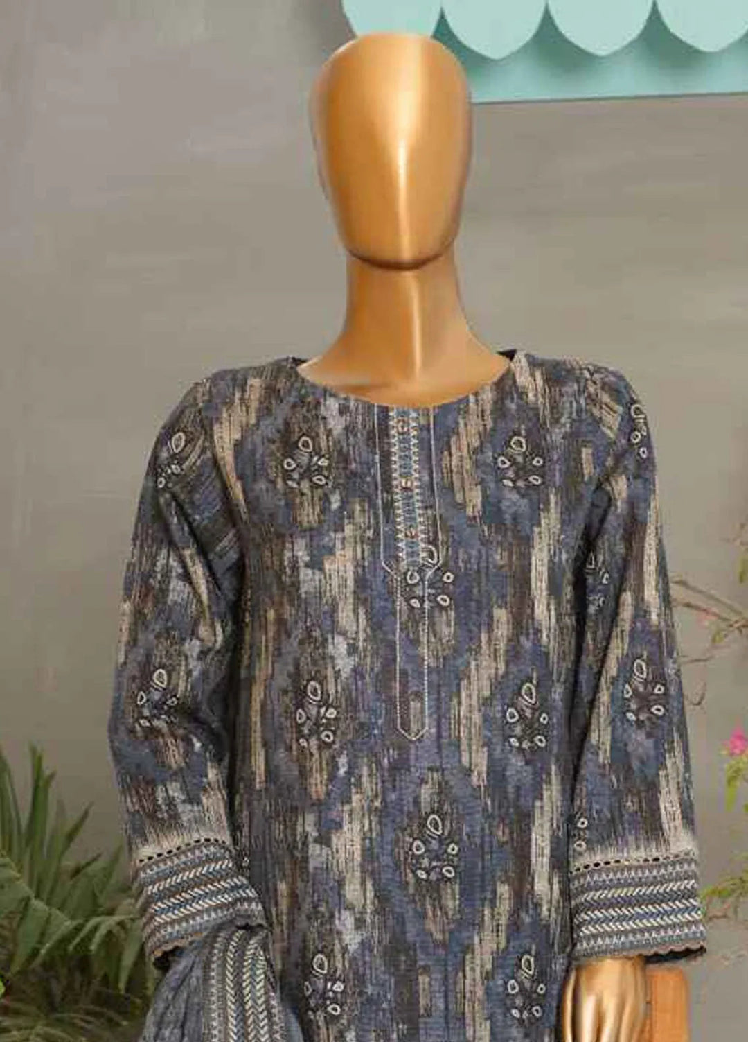 Hz Textiles  Printed Khaddar Suit Unstitched 3 Piece HZ24KW PKP-48 Vol02 - Winter Collection