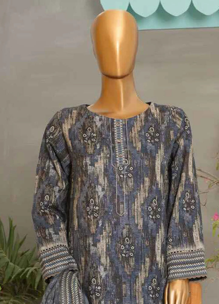 Hz Textiles  Printed Khaddar Suit Unstitched 3 Piece HZ24KW PKP-48 Vol02 - Winter Collection