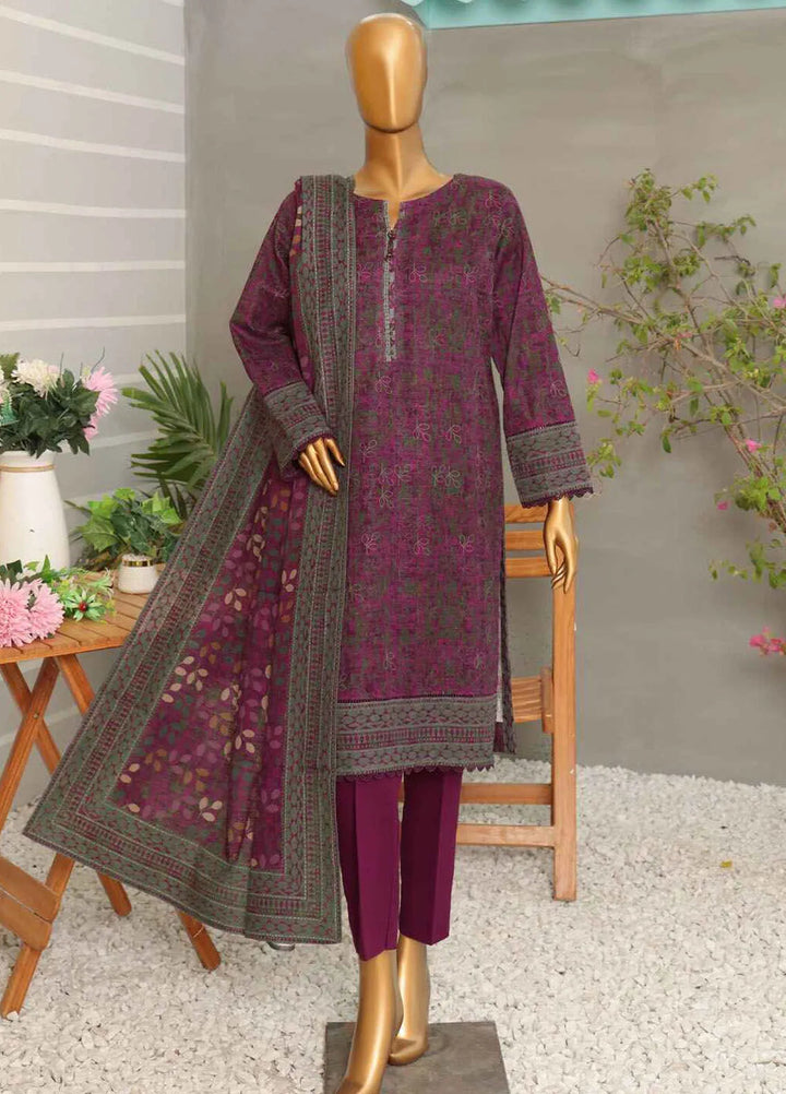 Hz Textiles  Printed Khaddar Suit Unstitched 3 Piece HZ24KW PKP-49 Vol02 - Winter Collection