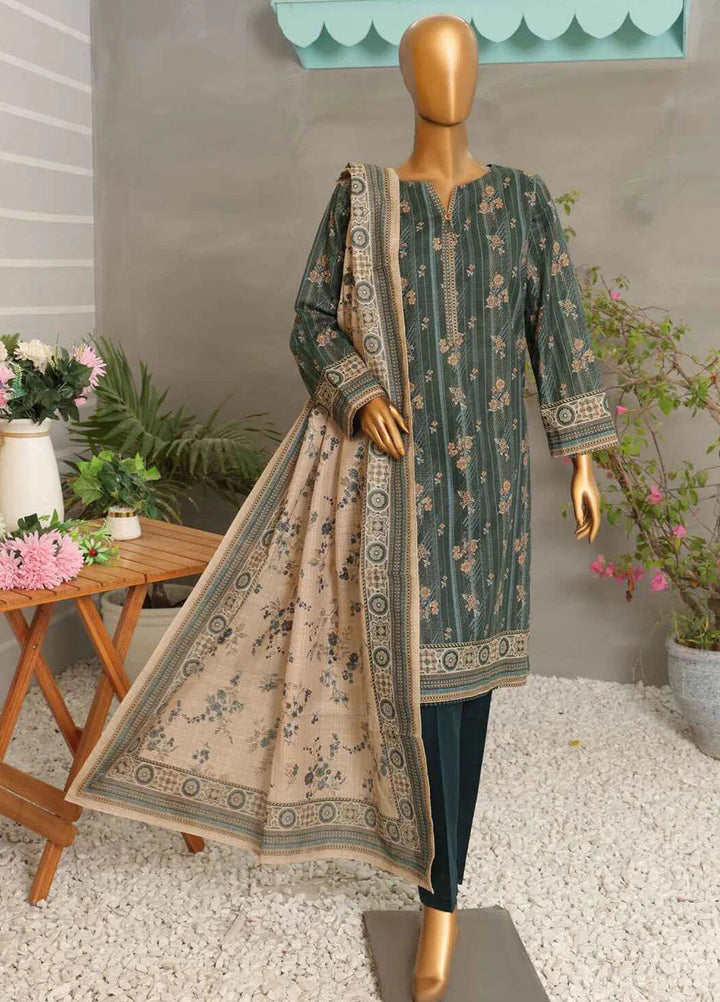 Hz Textiles  Printed Khaddar Suit Unstitched 3 Piece HZ24KW PKP-51 Vol02 - Winter Collection