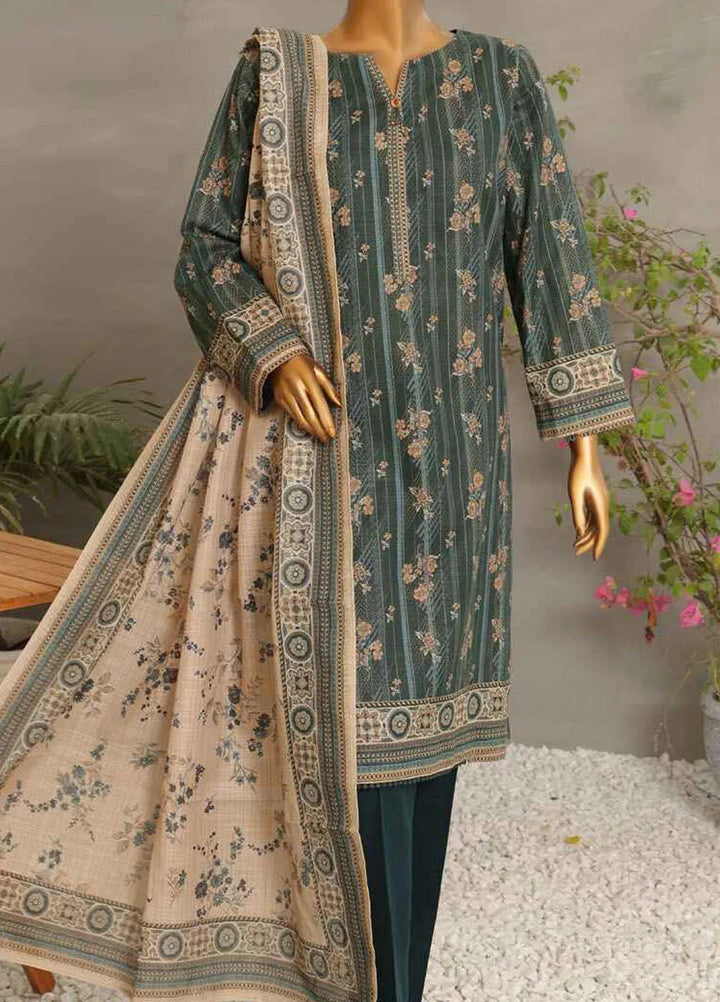 Hz Textiles  Printed Khaddar Suit Unstitched 3 Piece HZ24KW PKP-51 Vol02 - Winter Collection
