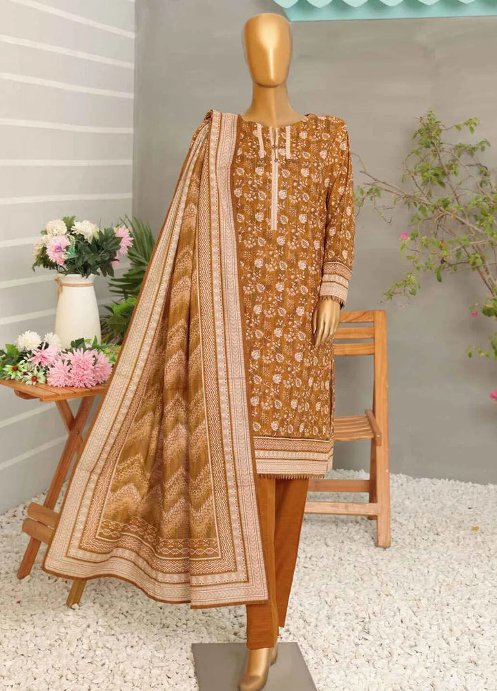 Hz Textiles  Printed Khaddar Suit Unstitched 3 Piece HZ24KW PKP-52 Vol02 - Winter Collection