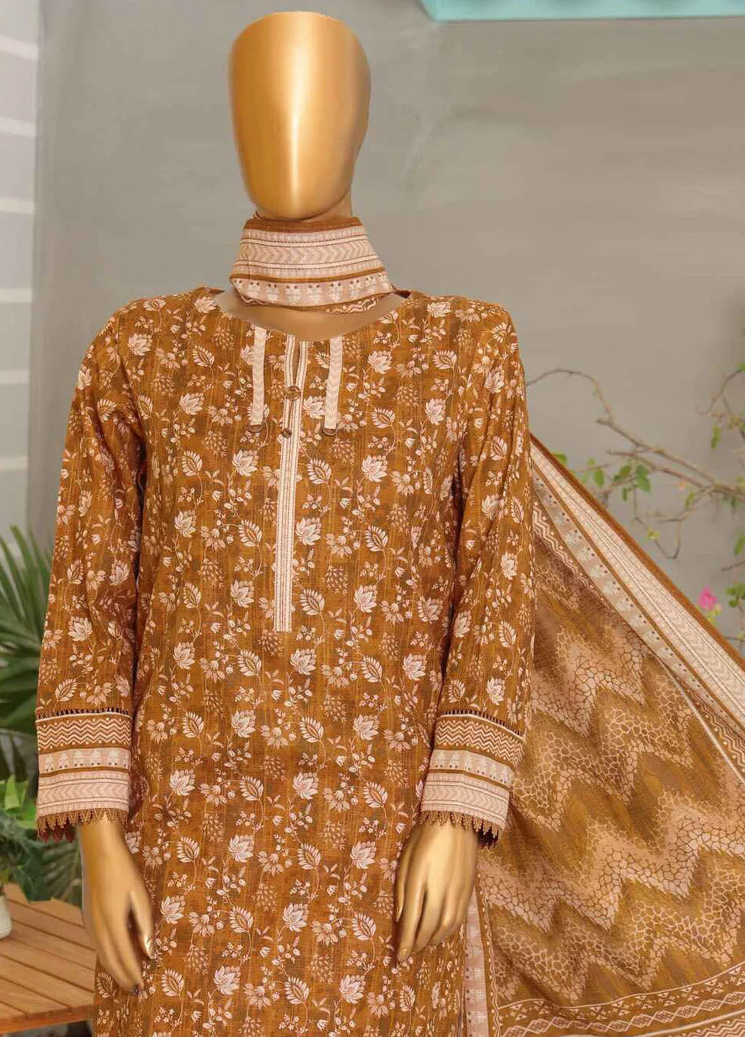 Hz Textiles  Printed Khaddar Suit Unstitched 3 Piece HZ24KW PKP-52 Vol02 - Winter Collection