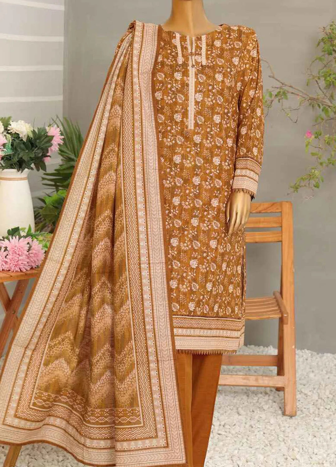 Hz Textiles  Printed Khaddar Suit Unstitched 3 Piece HZ24KW PKP-52 Vol02 - Winter Collection