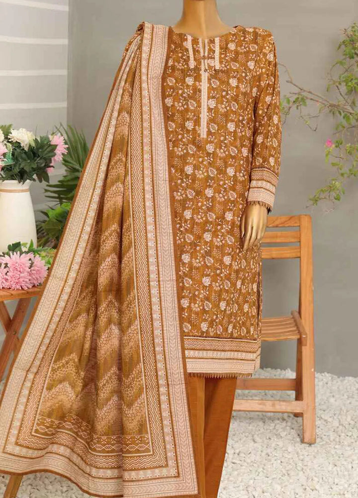 Hz Textiles  Printed Khaddar Suit Unstitched 3 Piece HZ24KW PKP-52 Vol02 - Winter Collection