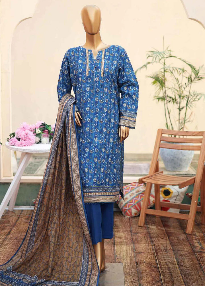 Hz Textiles  Printed Khaddar Suit Unstitched 3 Piece HZ24KW PKP-62 Vol02 - Winter Collection